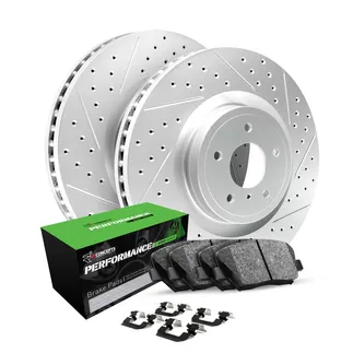 R1 Concepts WBSH1-31199 Brake Rotors - Carbon Coated - D/S W/ Perf Sport Pads & Hdw